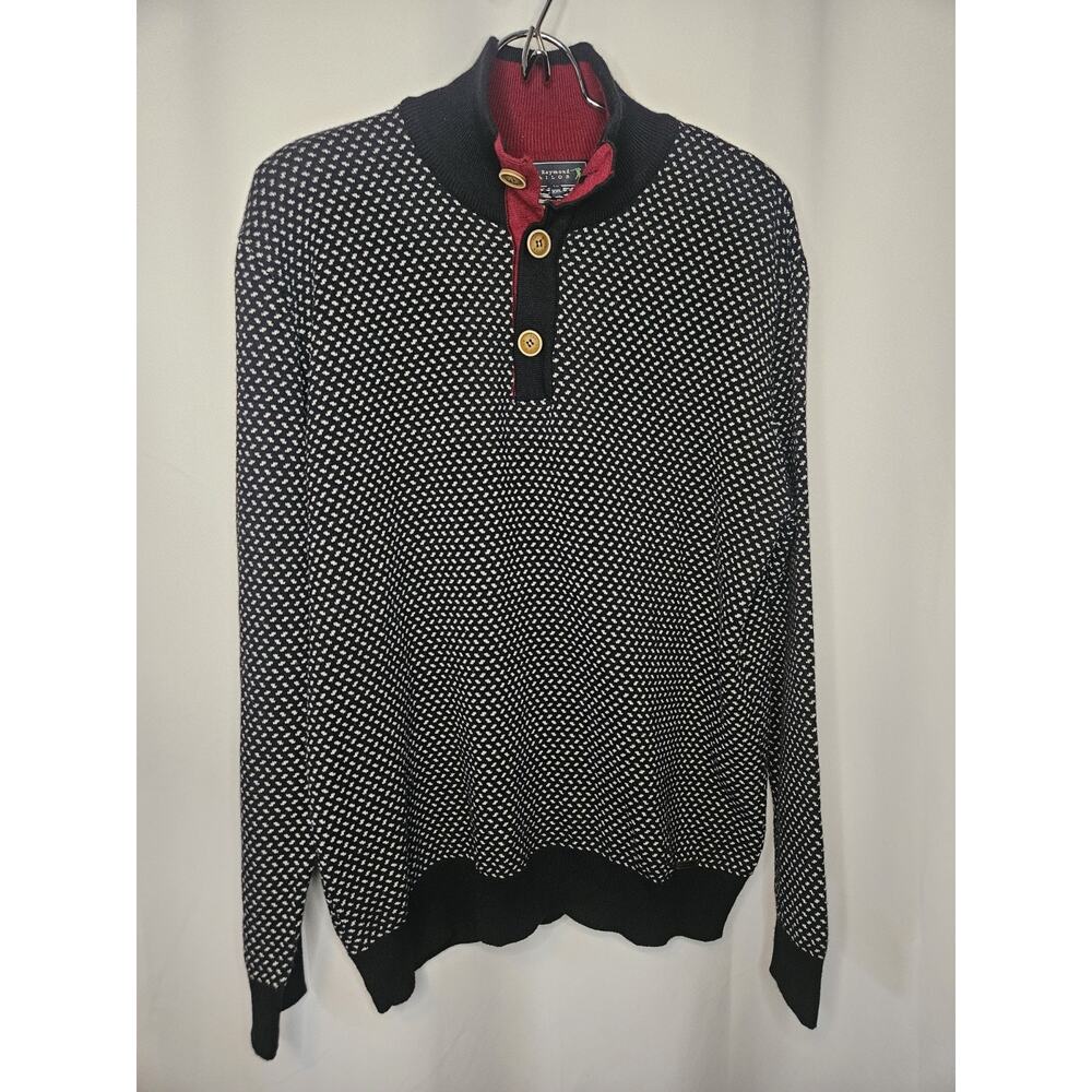 Sir Raymond Tailor Golf Sweater Mens XXL Collared Wool Made In Italy Black White